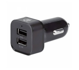 Slika izdelka: Avtopolnilec 2 X USB A MANHATTAN + kabel, črne barve