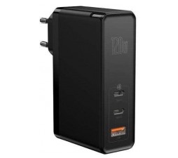 Slika izdelka: Baseus adapter hišni polnilec 220V GunFast Quick Charge 120W vhod 1x USB A in 2x Type C - Original (EU Blister) črn