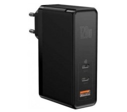 Slika 2 izdelka: Baseus adapter hišni polnilec 220V GunFast Quick Charge 120W vhod 1x USB A in 2x Type C - Original (EU Blister) črn
