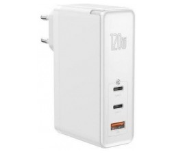 Slika 2 izdelka: Baseus adapter hišni polnilec 220V GunFast Quick Charge 120W vhod 1x USB A in 2x Type C - Original (EU Blister) bel