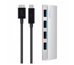 Slika izdelka: Belkin USB 3.0 4 Portni Hub + USB-C + Priložen napajalnik
