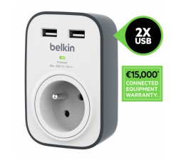 Slika izdelka: BELKIN ZAŠČITA 1 vtičnica 2x 2.4A USB