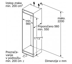 Slika 2 izdelka: Bosch Vgradni kombinirani hladilnik - KIN86AFF0
