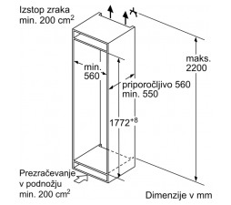 Slika 2 izdelka: Bosch Vgradni kombinirani hladilnik - KIV86VFE1