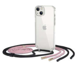 Slika 2 izdelka: Clear Case 1,8 mm silikonski ovitek za iPhone 14 6.1 - z vijola in črno vrvico
