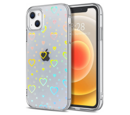 Slika 2 izdelka: Clear Case silikonski ovitek Hologram za iPhone 13 6.1 - prozoren s srčki