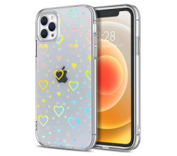 Slika 2 izdelka: Clear Case silikonski ovitek Hologram za iPhone 13 Pro - prozoren s srčki
