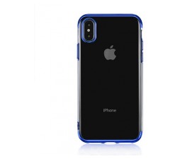 Slika izdelka: Elegance tanek silikonski ovitek za iPhone SE 2020 / 7 / 8 - prozoren z modrim robom