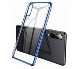 Slika 2 izdelka: Elegance tanek silikonski ovitek za LG K40s - prozoren z modrim robom