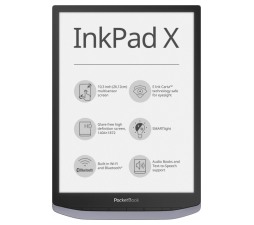 Slika izdelka: Elektronski bralnik PocketBook InkPad X, metalik siv