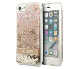 Slika 2 izdelka: GUESS GUHCI8LFLSD silikonski ovitek za iPhone 7, 8, SE 2020 - prozoren z zlatimi bleščicami
