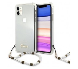 Slika izdelka: GUESS GUHCN61KPSWH za iPhone 11 - prozoren shock silikonski ovitek s perla zapestnico