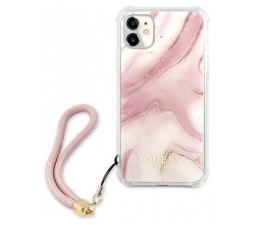Slika 2 izdelka: GUESS GUHCN61KSMAPI za iPhone 11 - roza marmor shock silikonski ovitek s perla zapestnico