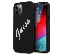 Slika izdelka: GUESS GUHCP12LLSVSBW Big Logo silikonski ovitek za iPhone 12 Pro Max - črn z napisom