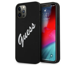 Slika 2 izdelka: GUESS GUHCP12LLSVSBW Big Logo silikonski ovitek za iPhone 12 Pro Max - črn z napisom