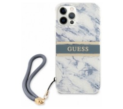 Slika 2 izdelka: GUESS GUHCP12MKMABBL za iPhone 12 / 12 Pro - sivo moder marmor shock silikonski ovitek s sivo modro zapestnico