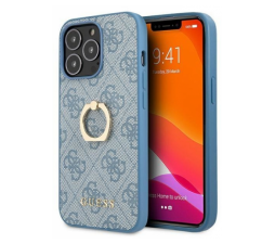 Slika izdelka: GUESS GUHCP13L4GMRBL silikonski ovitek za iPhone 13 Pro RING - moder z zlatimi držalom
