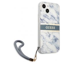 Slika izdelka: GUESS GUHCP13MKMABBL za iPhone 13 6.1 - moder marmor silikonski ovitek s sivo zapestnico