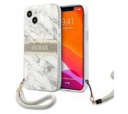 Slika izdelka: GUESS GUHCP13SKMABGR za iPhone 13 Mini - siv marmor shock silikonski ovitek s sivo zapestnico