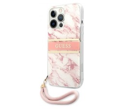 Slika izdelka: GUESS GUHCP13XKMABPI za iPhone 13 Pro Max - roza marmor shock silikonski ovitek s perla zapestnico