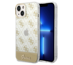 Slika izdelka: GUESS GUHCP14SHG4MHG ovitek za iPhone 14 6.1 - prozoren z zlatimi potiskom