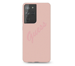 Slika izdelka: GUESS GUHCS21LLSVSPI Big Logo silikonski ovitek za Samsung Galaxy S21 Ultra G998 - roza z napisom