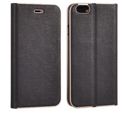 Slika izdelka: Havana Premium preklopna torbica Samsung Galaxy S21 FE G990 - črna z zlatim robom