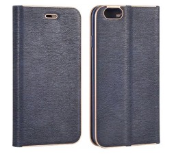 Slika izdelka: Havana Premium preklopna torbica Samsung Galaxy S21 FE G990 - modra z zlatim robom