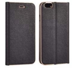 Slika 2 izdelka: Havana Premium preklopna torbica Samsung Galaxy S21 FE G990 - črna z zlatim robom