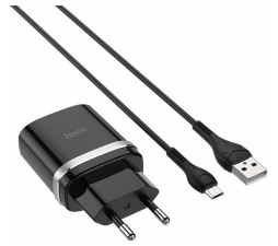 Slika izdelka: HOCO pametni hišni polnilec C12Q 3A z 3.0 QC USB vtičem in s polnilnim kablom MicroUSB črn