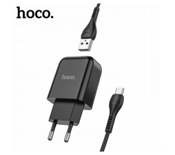 Slika izdelka: HOCO pametni hišni polnilec N2 z USB vtičem in s polnilnim kablom Micro USB 2,1A - črn