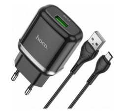 Slika 2 izdelka: HOCO pametni hišni polnilec N3 18W z 3.0 QC USB vtičem in s polnilnim kablom Type C črn
