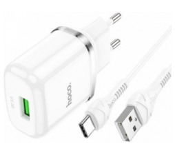 Slika 2 izdelka: HOCO pametni hišni polnilec N3 18W z 3.0 QC USB vtičem in s polnilnim kablom Type C bel