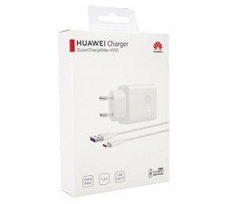 Slika izdelka: Huawei original hišni polnilec 40W SUPER CHARGE CP84 s kablom TYPE C - bel - (EU blister) original