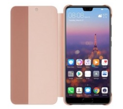 Slika 2 izdelka: Huawei original preklopna torbica Smart View za Huawei P20 pink z okenčkom