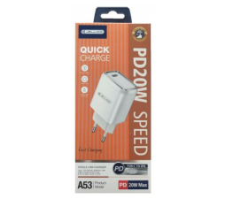 Slika izdelka: Jellico adapter A53 hišni polnilec Quick Charge 20W vhod Type C PD 3.0 - Original (EU Blister) bel