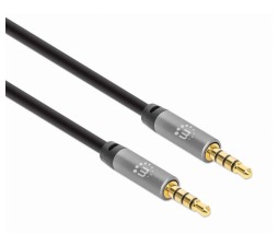 Slika 2 izdelka: Kabel 3,5 mm Stereo moški/moški MANHATTAN, 1 m, črno/srebrna