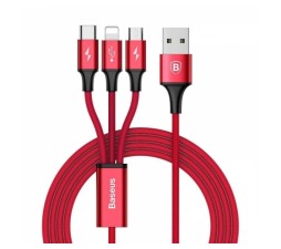 Slika izdelka: Kabel BASEUS 3v1 USB Rapid rdeč, 3A, 1.2M