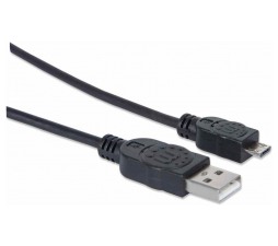 Slika 2 izdelka: Kabel USB A/Micro-B MANHATTAN, moški/moški, USB 2.0, 1,8 m, črne barve
