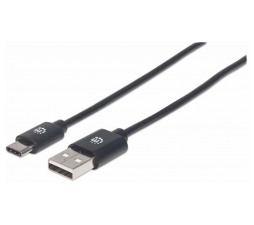 Slika izdelka: Kabel USB A/USB C MANHATTAN moški/moški, USB 2.0, 0,5m, črne barve