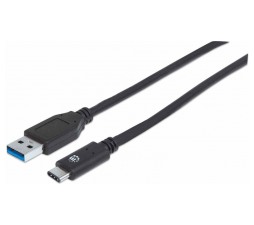 Slika izdelka: Kabel USB A/USB C SuperSpeed+ MANHATTAN moški/moški, USB 3.1 Gen 2, 0,5m, črne barve