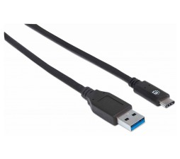 Slika 2 izdelka: Kabel USB A/USB C SuperSpeed+ MANHATTAN moški/moški, USB 3.1 Gen 2, 0,5m, črne barve