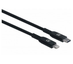 Slika 2 izdelka: Kabel USB C/MFi-Certified 8-PinLightning MANHATTAN, moški/moški, 1m, črne barve