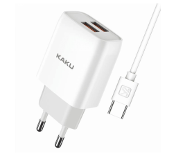 Slika izdelka: Kakusiga hišni polnilec Q/HHDZ 2,4A 2x USB vtič s polnilnim kablom Type C