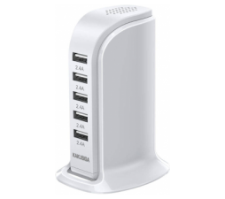 Slika 2 izdelka: Kakusiga KSC-741 namizni polnilec 5x USB 2,4A -  bel