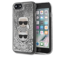 Slika izdelka: KARL LAGERFELD KLHCI8KCGLSL za iPhone 6 ali 7 ali 8 ali SE 2020 prozorna trda zaščita z bleščicami - Karl in Choupette