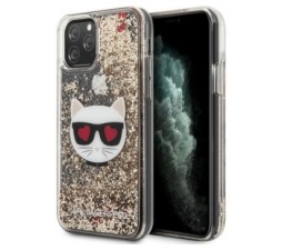 Slika 2 izdelka: KARL LAGERFELD KLHCN58LCGLGO za iPhone 11 Pro prozorna trda zaščita z zlatimi bleščicami - Heads Glitter