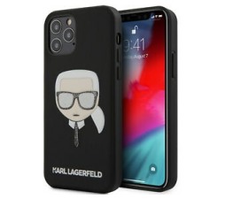 Slika izdelka: KARL LAGERFELD KLHCP12MGLBK za iPhone 12 ali 12 Pro črna silikonska zaščita - Karl s Head Glitter Glasses
