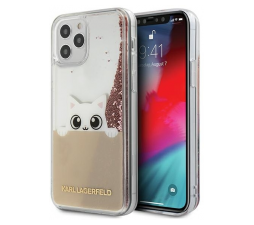 Slika izdelka: KARL LAGERFELD KLHCP12MPABGNU za iPhone 12 / 12 Pro prozorna trda zaščita z roza bleščicami - Peek a Boo