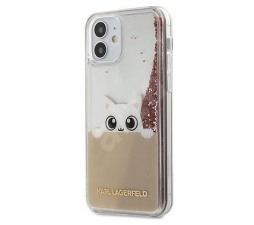Slika izdelka: KARL LAGERFELD KLHCP12SPABGNU za iPhone 12 Mini prozorna trda zaščita z roza bleščicami - Peek a Boo